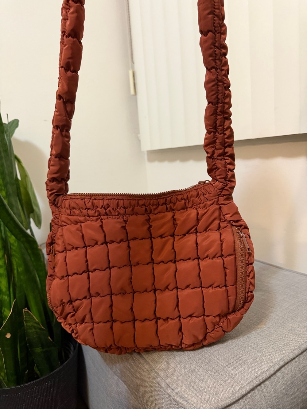 Urban Expressions Quilted Shoulder Bag in Rust